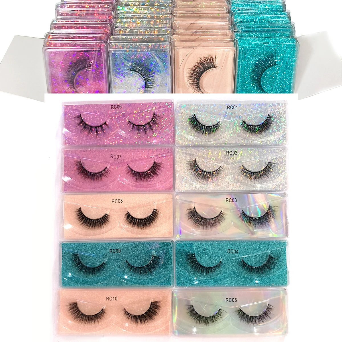 5/10/30/50/100Pcs Eyelashes 3D Natural False Lashe Fluffy Soft Cross Manga In Bulk Lashes Wispy Natural Eyelash Extension Makeup