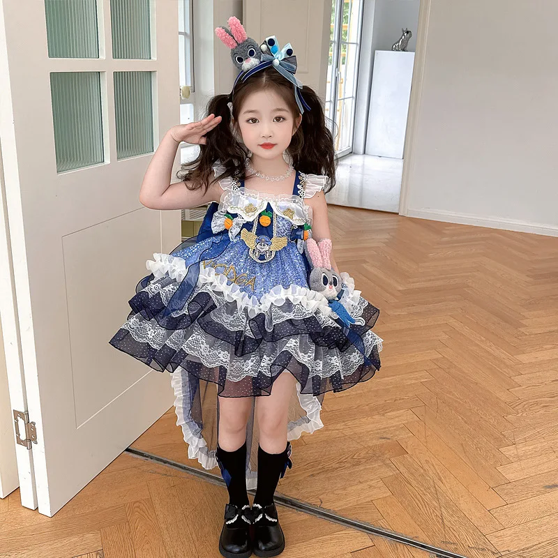 

Летний комплект платьев в стиле кавайи аниме «Зоотопия» Джуди для девочек: высококачественная рубашка и сетчатое платье, мультяшный дизайн, подарок на день рождения для девочек-принцесс