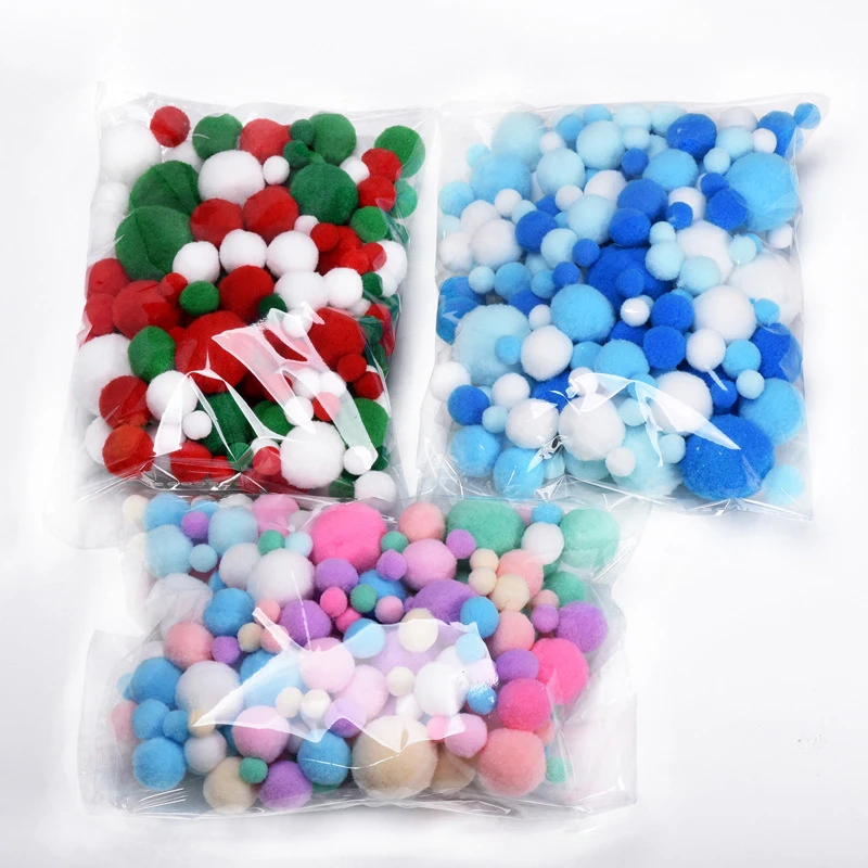 200 Pcs/lot 10-30mm Candy Color Pompom Fur Balls Colorful Fluffy Pompones Ball Furball For DIY Handmade Carft Decoration Parts