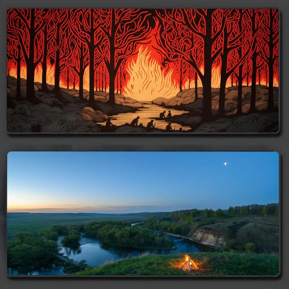 

Red And Black Art Landscapes Mouse Pad Large Anti-Slip Rubber Gaming MousePad Durable Desk Pad Thick Seam Edge Suitable For Offi