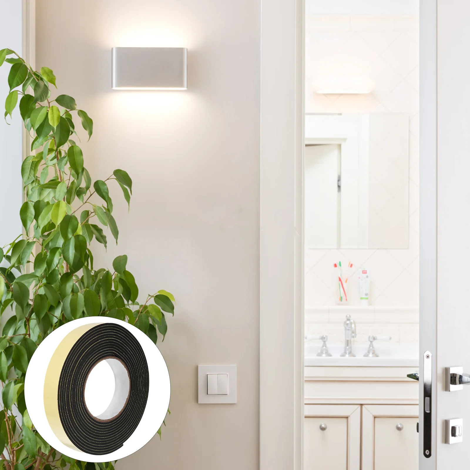 

2 Rolls Tape Sealing Strip Shockproof Adhesive Sponge for Automotive Furniture Electrical Cabinets Sealing Strip