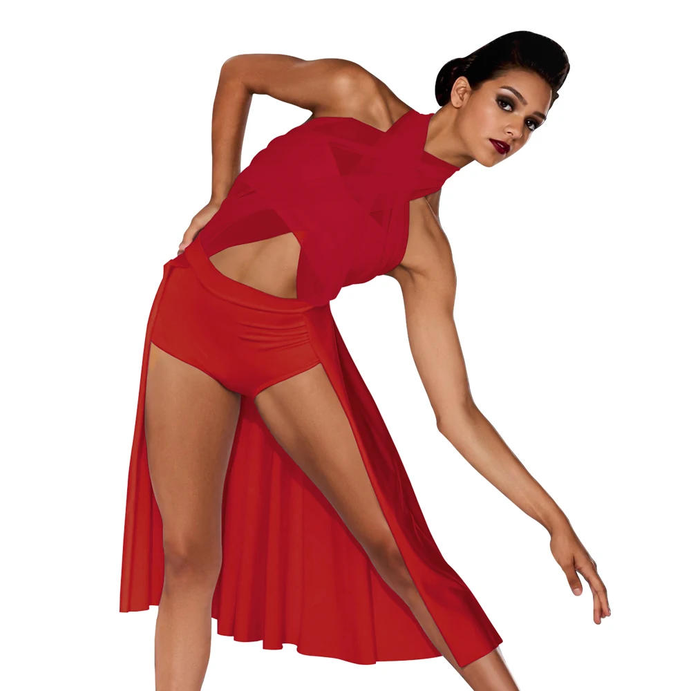 MiDee الحديثة ملابس رقص الباليه الفتيات النساء متقاطع الرسن أكمام فستان المعاصرة الغنائية مرحلة الأداء وتتسابق #2