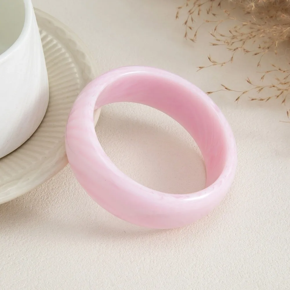 New Resin Bangle Bracelet Color Swirl Macaron Tone Wrist Ornament Round Shape Stackable Wrist Band Daily Outfit