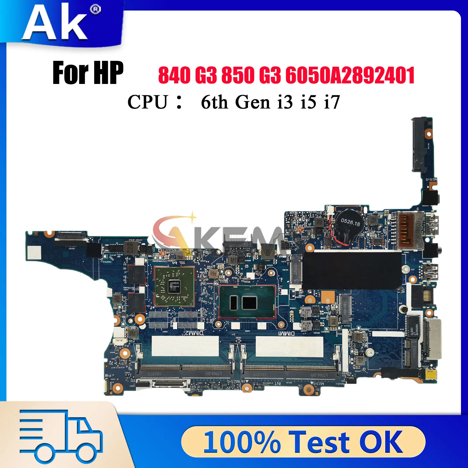 

6050A2892401 для ноутбука HP EliteBook 840 G3 850 G3, материнская плата 918336-601 с процессором i5 i7 6-го поколения 216-0868010, 100% полностью протестировано