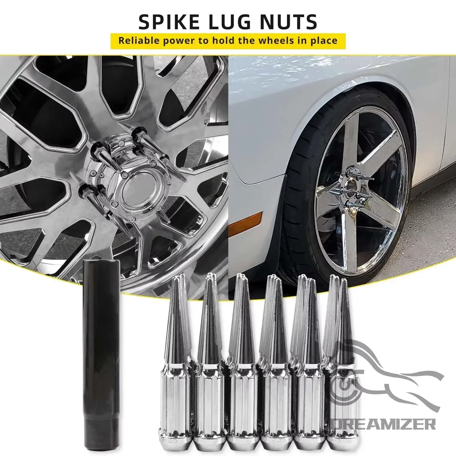 24/32 PCS Wheel Nuts M14X1.5 Nut Longer Nut Steel Lock Wheel Lug Nut Bolt With Spikes For Dodge Charger Challenger/Chevy/Ford