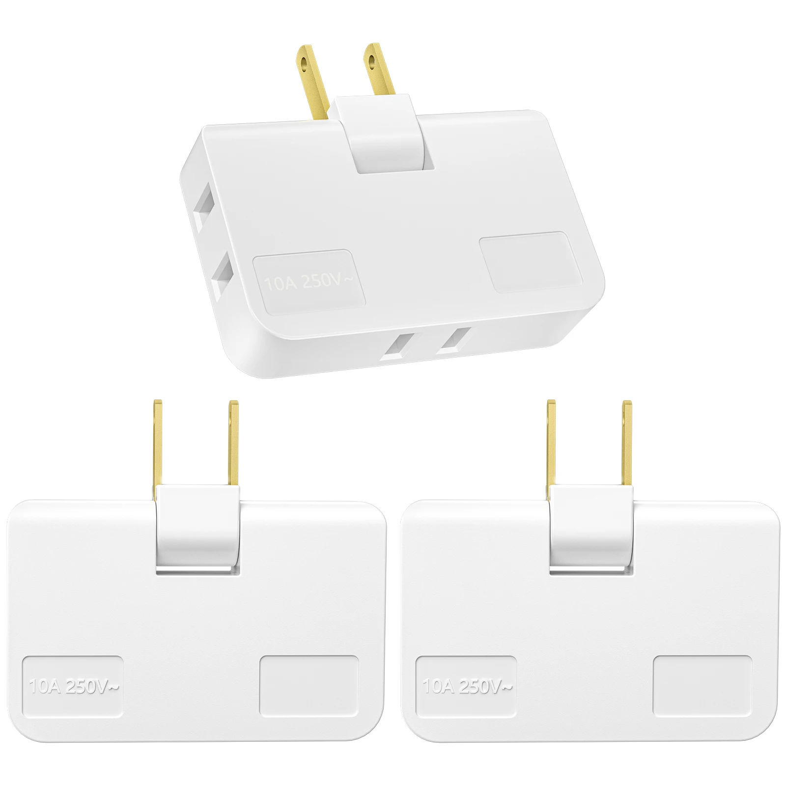 3-in-1 US wall socket, 180-degree rotatable 2-pin power adapter extender, suitable for the United States, Canada and Mexico