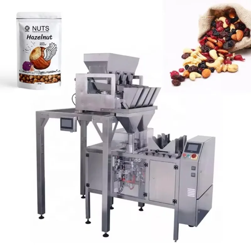 Multifunctional Chocolate Nut Stand up Side Gusset Twin Bag Rice Granule Packing Machine
