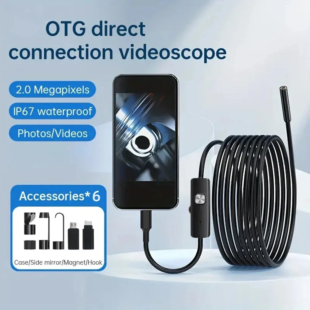 2MP 1080P 8mm Dual Lens  For iPhone  ISO OTG  USB Endoscope Camera CMOS Borescope Inspection Otoscope Digital Microscope