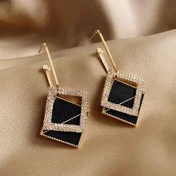 Autumn Winter New Black Earrings Vintage Matte Drop Earrings for Women Metal Fashion Statement Dangle Earring 2024 Trend Jewelry