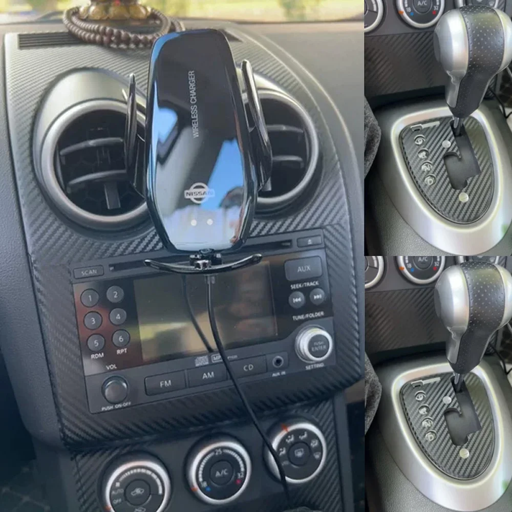 For Nissan Qashqai 2006-2015 J10 Interior Central Control Panel Door Handle Carbon Fiber Stickers Decals Car styling Accessorie