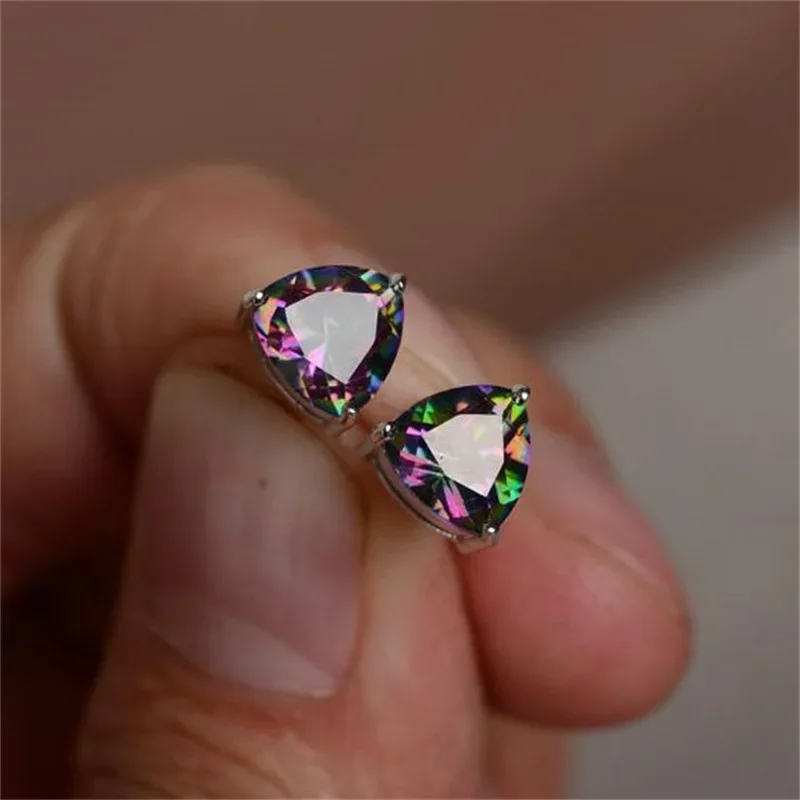 2026 Simple Design Stud Earrings for Women Multi-color Zirconia Daily Wearable Accessories All-match Trend Jewelry Chic Gift