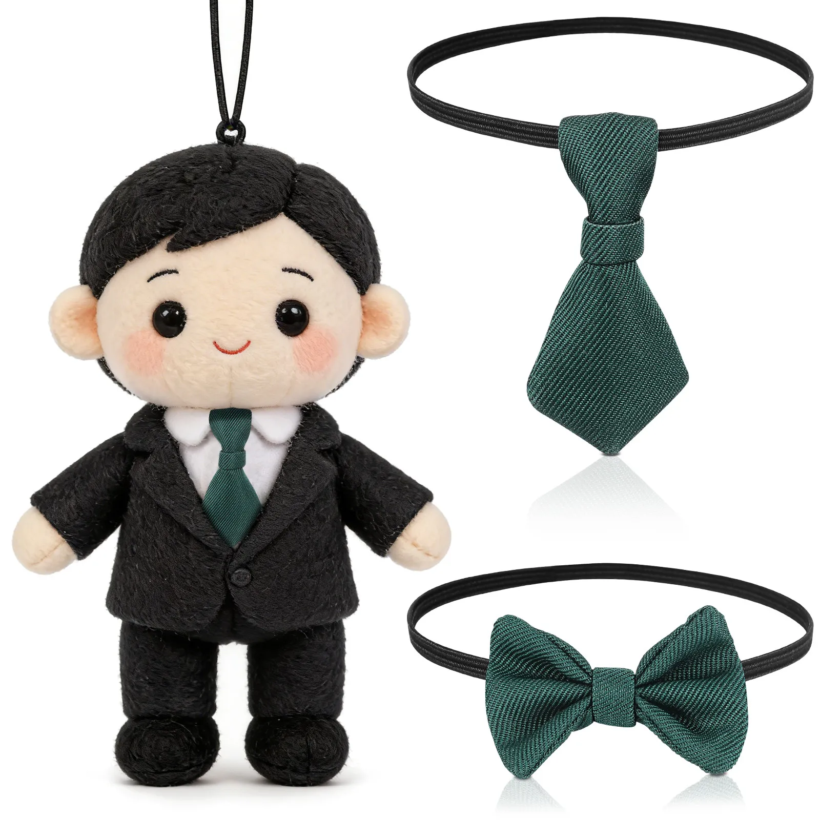 

1 Set Cotton Stuffed Necktie Mini Bow Tie Stylish Necktie Accessories Soft Fabric Miniature Tie for Dress Up