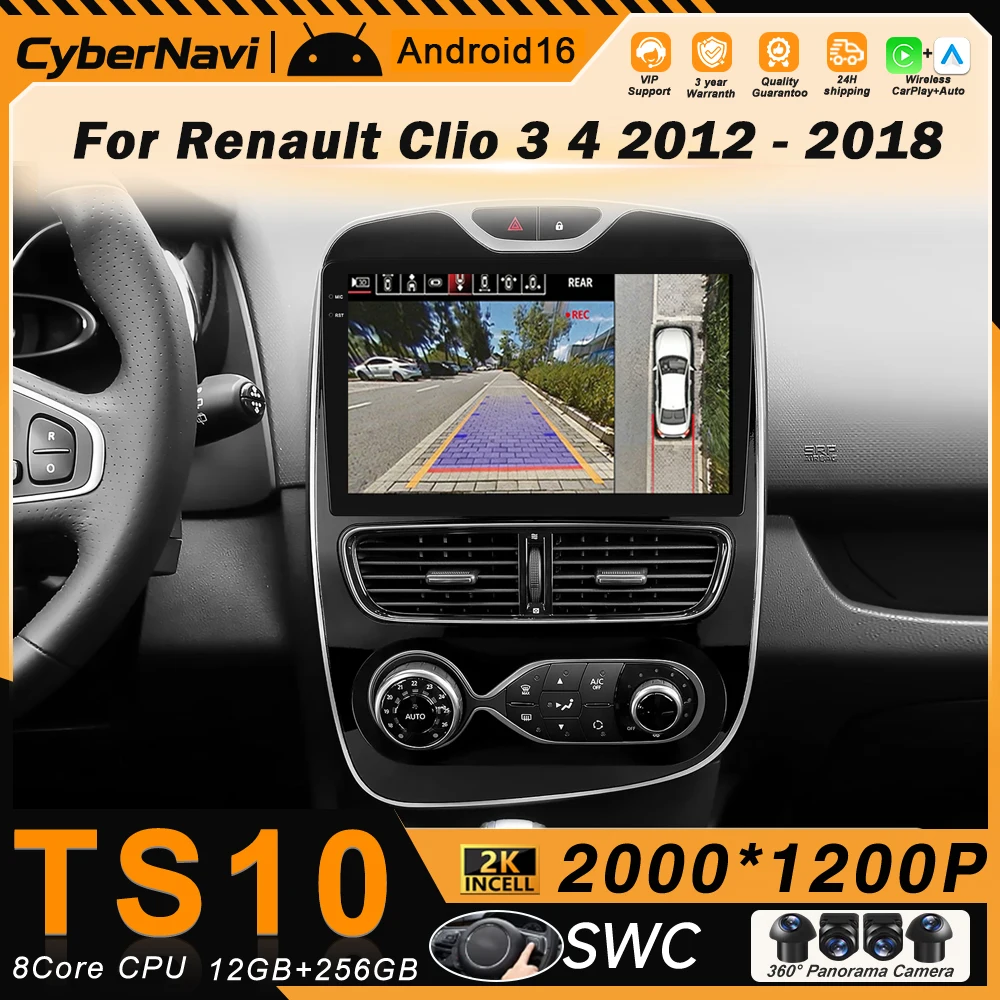 

Автомагнитола Carplay с GPS и QLED-экраном для Renault Clio 4 BH98 KH98 2016-2019, мультимедийный видеоплеер, без 2DIN головного устройства