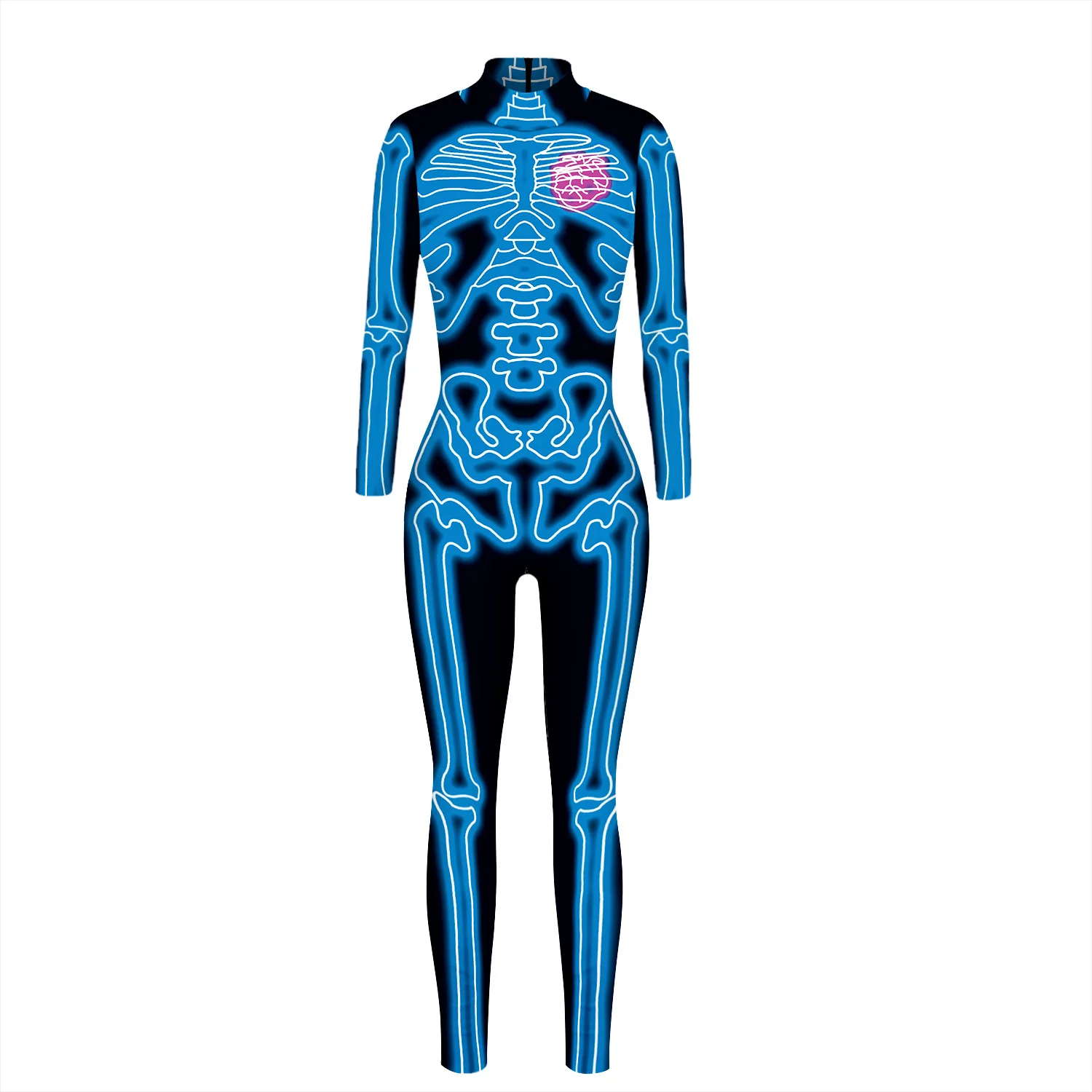 Cosplay-Kostüm Zentai-Bodysuit Fancy-Anzug Halloween Skelett Punk Gothic Damen Sexy Totenkopf-Skelett Slim Jumpsuit – Detail 6