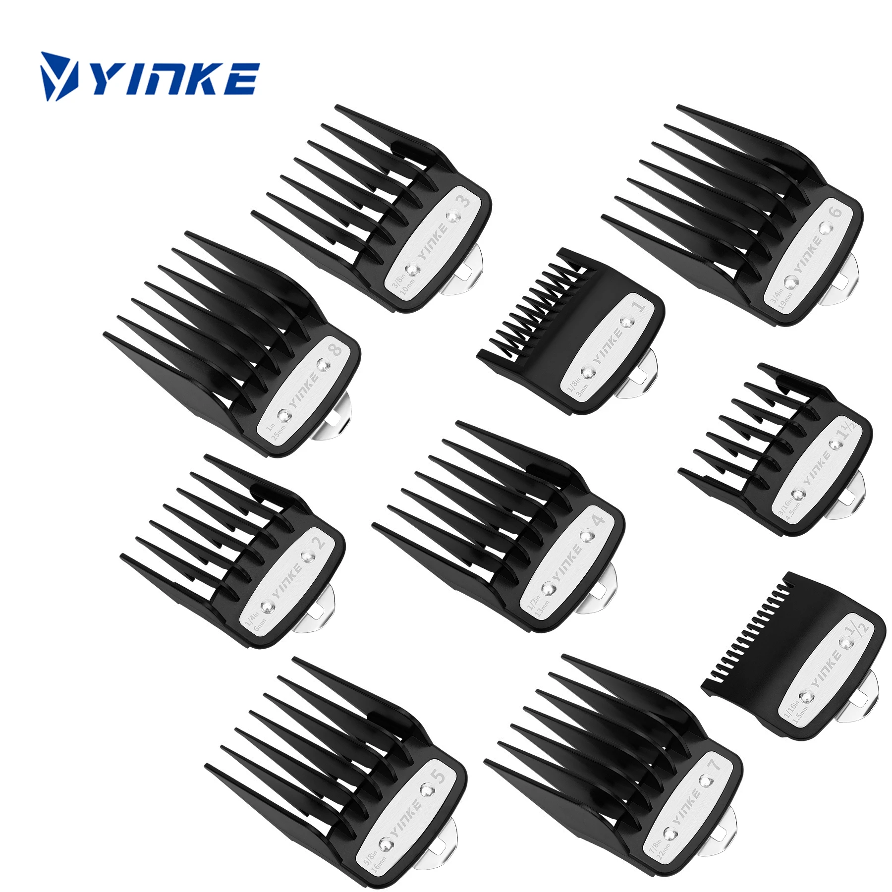

10Pcs Clipper Guards Premium Cutting Guides Comb For Wahl With Metal Clip, Fits With More Size Clippers, Barber Accessories