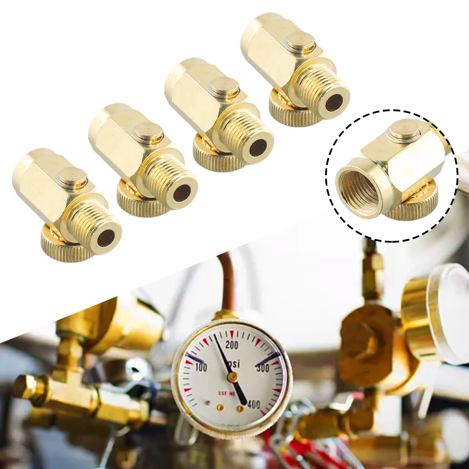 4Pcs Brass Inline Air Pressure Regulator 1/4 NPT For Compressed Air Tools Featuring Compact Length And Bidirectional Fit