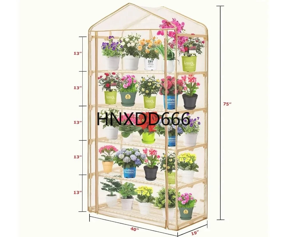 

5 Tier Portable Plant Green House 40 in Wide -Sturdy Gardening Shelves with PE Cover Roll-Up Zipper, Greenhouses