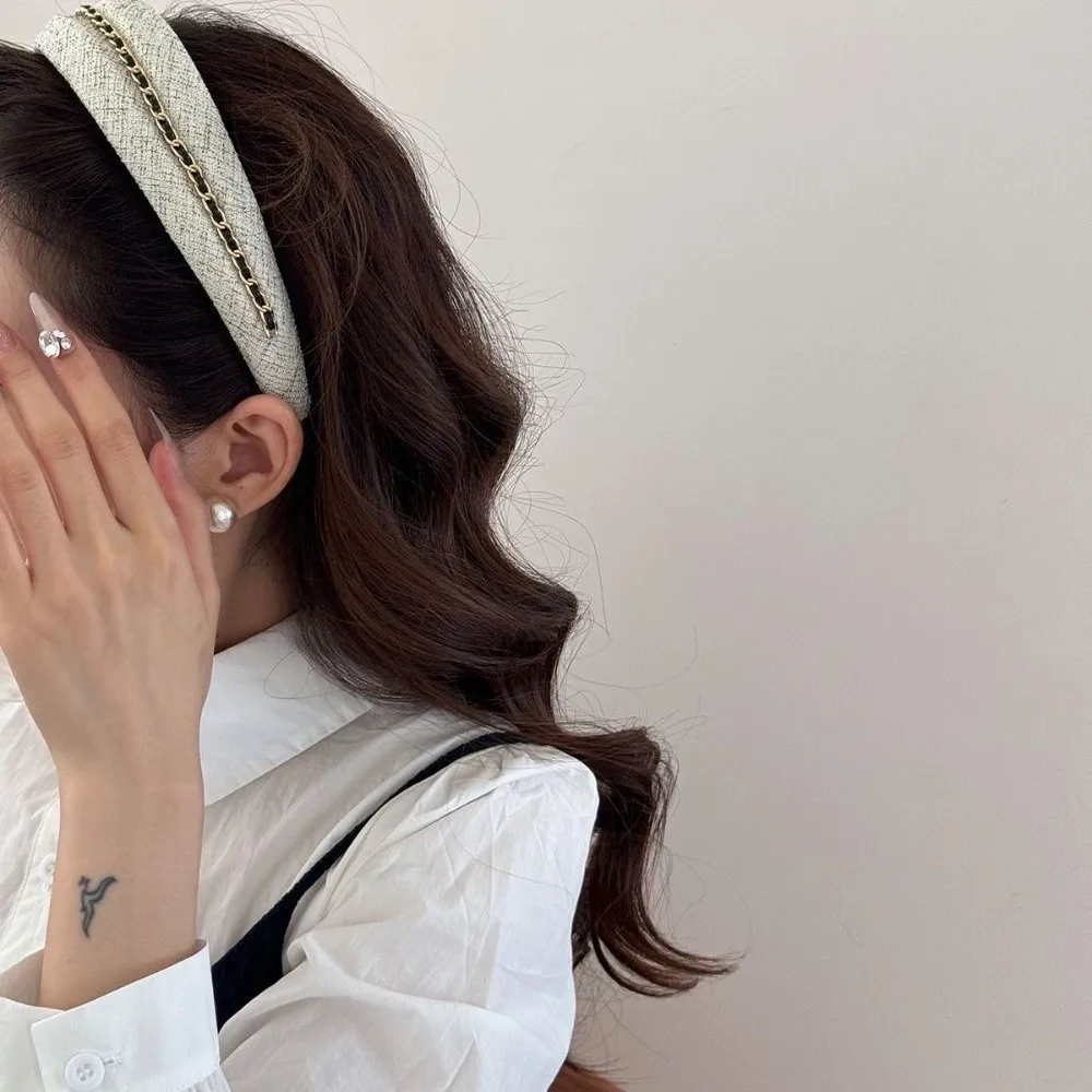 Fashion Non Slip Headbands for Women Spa Headband Wide-Brimmed Chain Hairbands Retro Versatile Hair Band for Skin Treatment