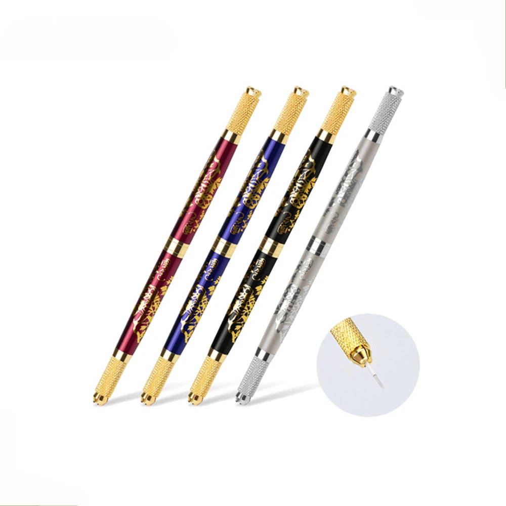 Microblading Handles Flat and Round Needle Blade Tebori Pen Eyebrow Embroidery Hand Tool Makeup Supply Microblading Manual Pen