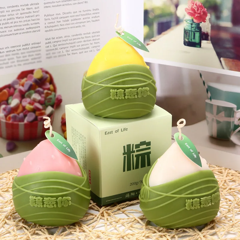 

2PCS Scented Candle Zongzi Shape Long Lasting Fragrance Scennted Candles Aromatic Candlelight Home Indoor Bathroom Air Freshener