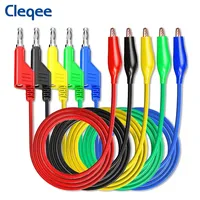 Cleqee P1044 5pcs 4mm Stackable Banana Plug to Alliagtor Clip Test Leads Crocodile Clamps Durable Multimeter Testing Cables 1M