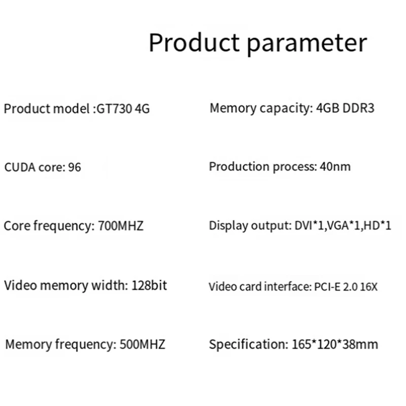 1 Piece GT730 4G Game Graphics Card Fan Cooling Desktop Computer Home Office Graphics Card HD Display Interface Graphics Card
