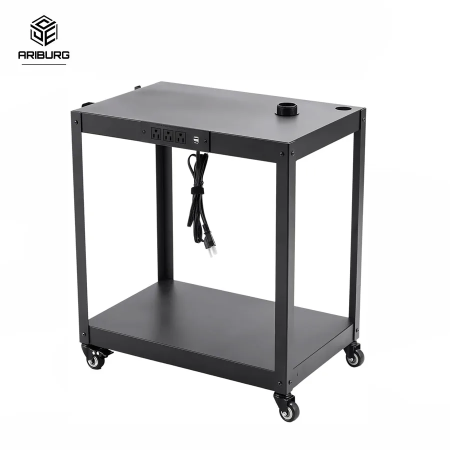 

AV Cart Commercial Furniture Mobile Utility AV Cart with Power Strip and Casters Rolling Presentation and Media Cart on Wheels