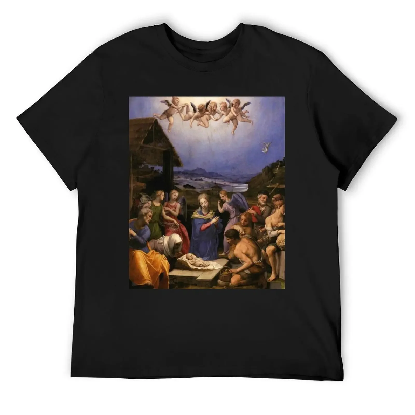 Christmas A depiction of the Nativity of Jesus T-Shirt shirts graphic tees cotton graphic tees vintage t shirts mens clothing