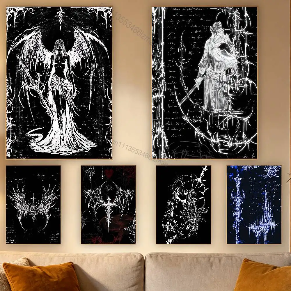 

Gothic C-Cyber Sigil Cross Retro Fashion Pictorial Poster Sticky Poster Paper Sticker DIY Room Bar Cafe Wall Decor Gift