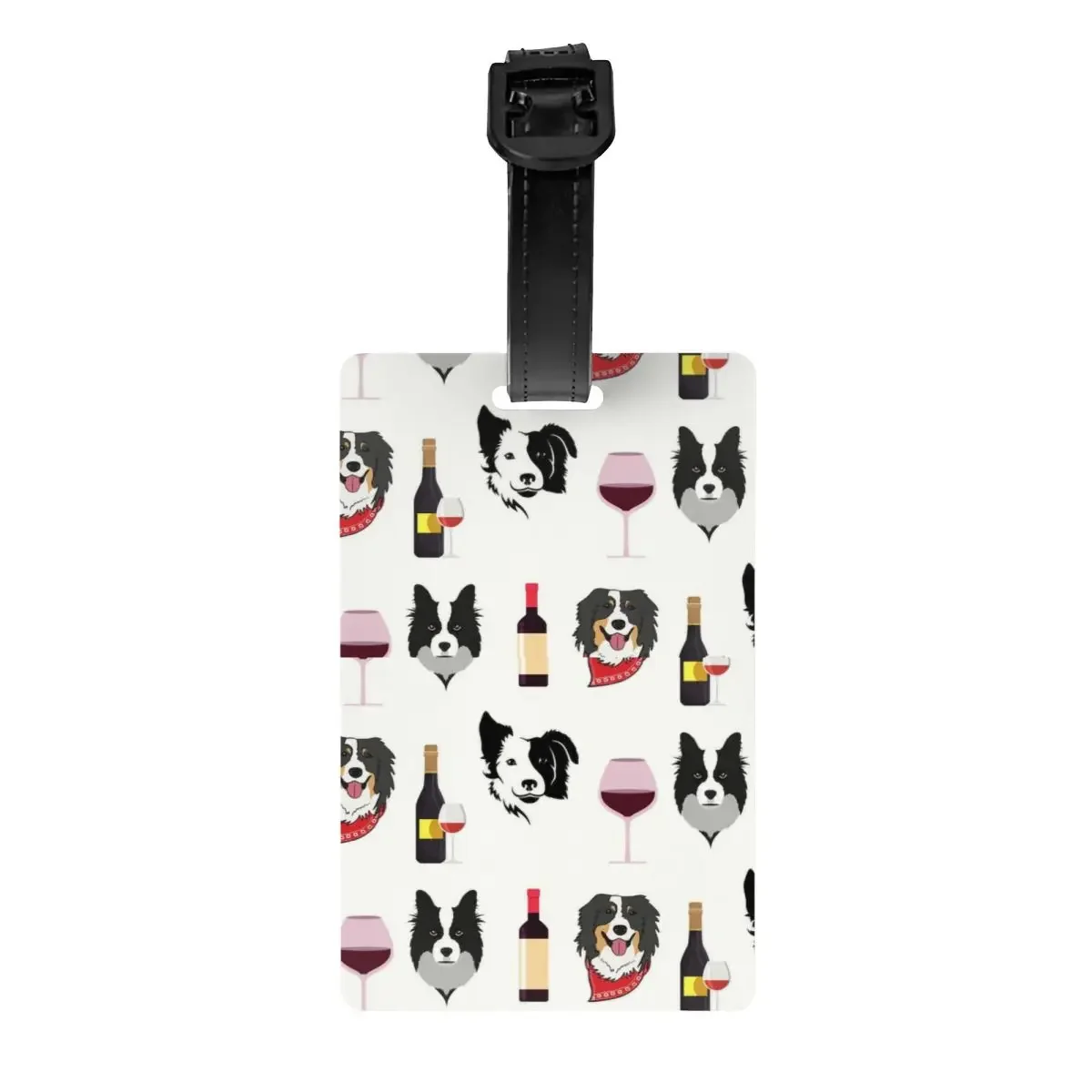 Custom Wine Border Collie Luggage Tag Privacy Protection Friendly Dog Baggage Tags Travel Bag Labels Suitcase