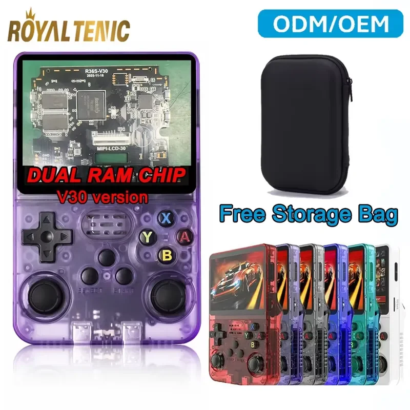 dual-chip R36S V30 retro handheld game console 3.5 inch WiFi Linux ArkOS 2.0 portable game console, suitable