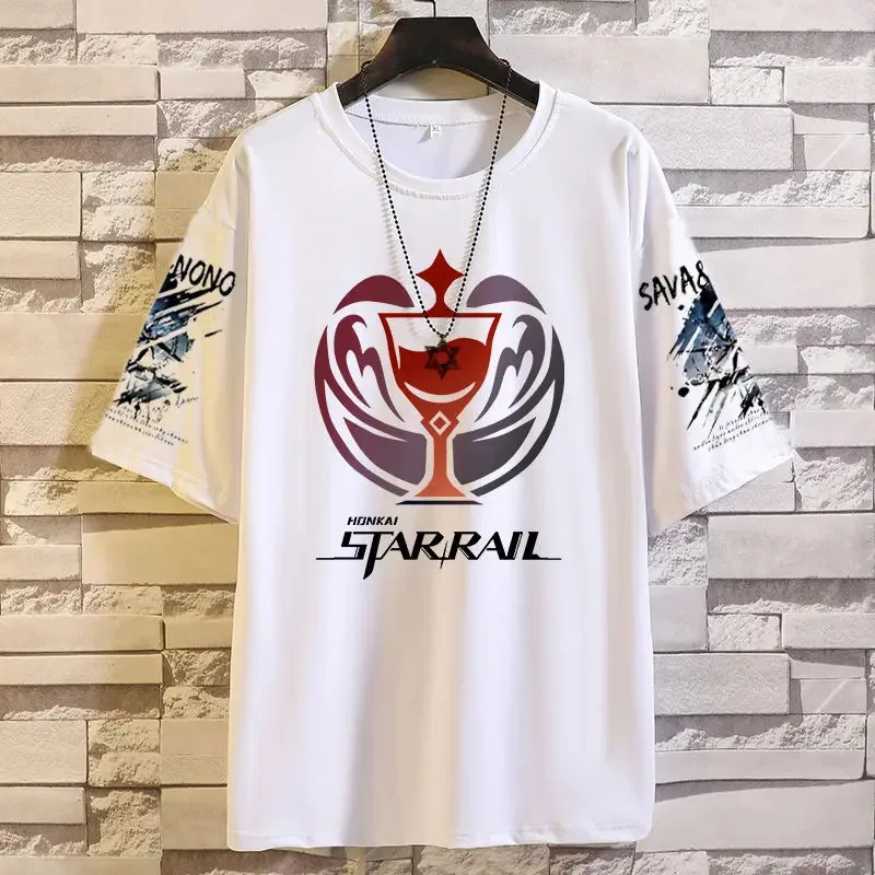 كاندي 2025 هونكاي: ستار ريل أنيمي لعبة كوس كاستوريس سباركل أشرون هوهو إلخ. 2025 تي شيرت بسيط متعدد الاستخدامات بأكمام قصيرة للجنسين