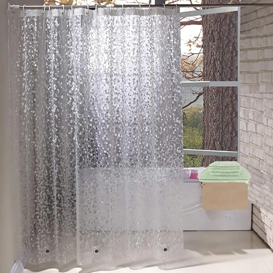 Tanslucent Type Shower Curtain, Pebble Pattern Lightweight Plastic, Shower Curtain, Bathroom Extra Long Shower Curtain Liner.