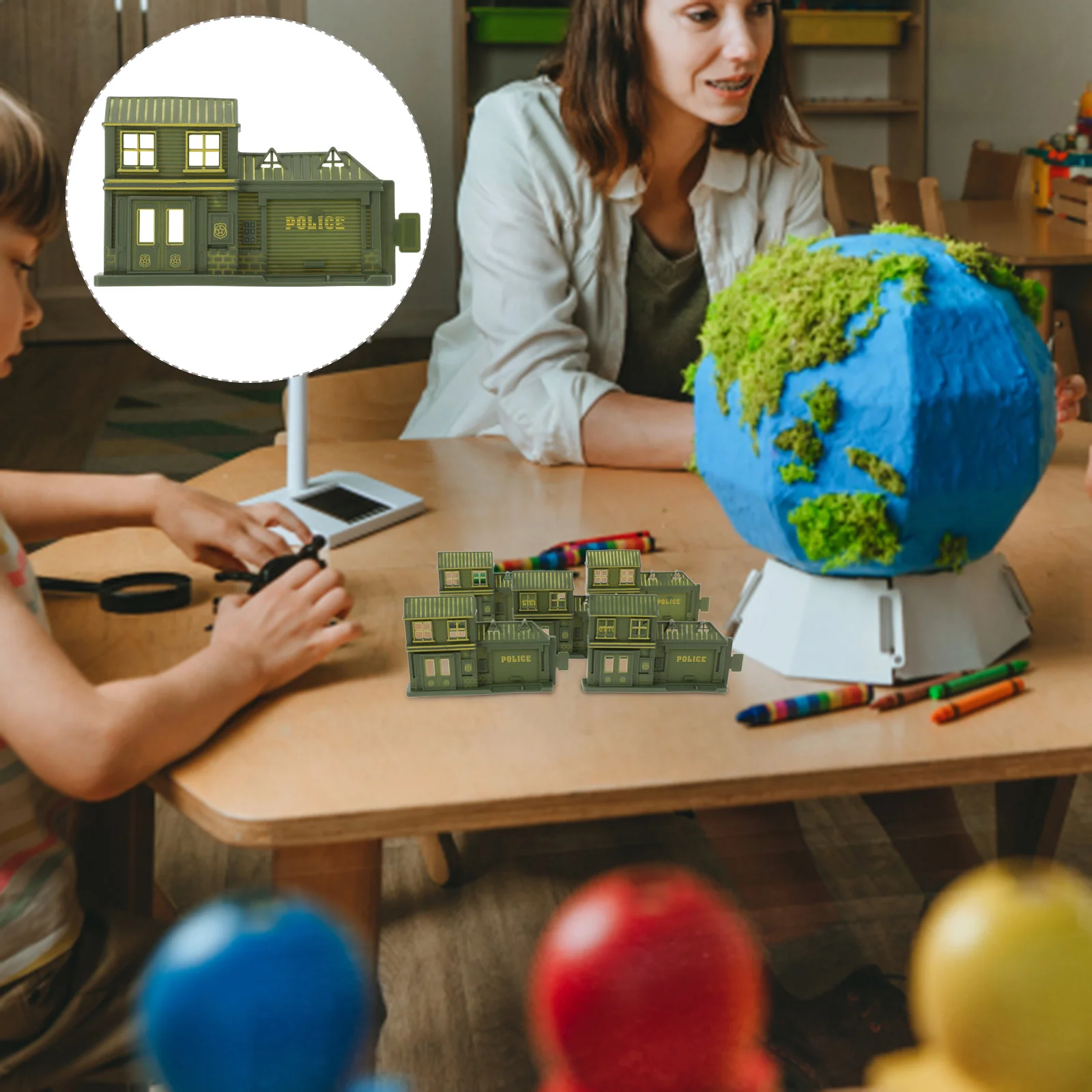 

12pcs Simulated Police Station Miniature Building Craft Sand Table Decor Fake Mini Police Station For Kids Scene Layout Desktop