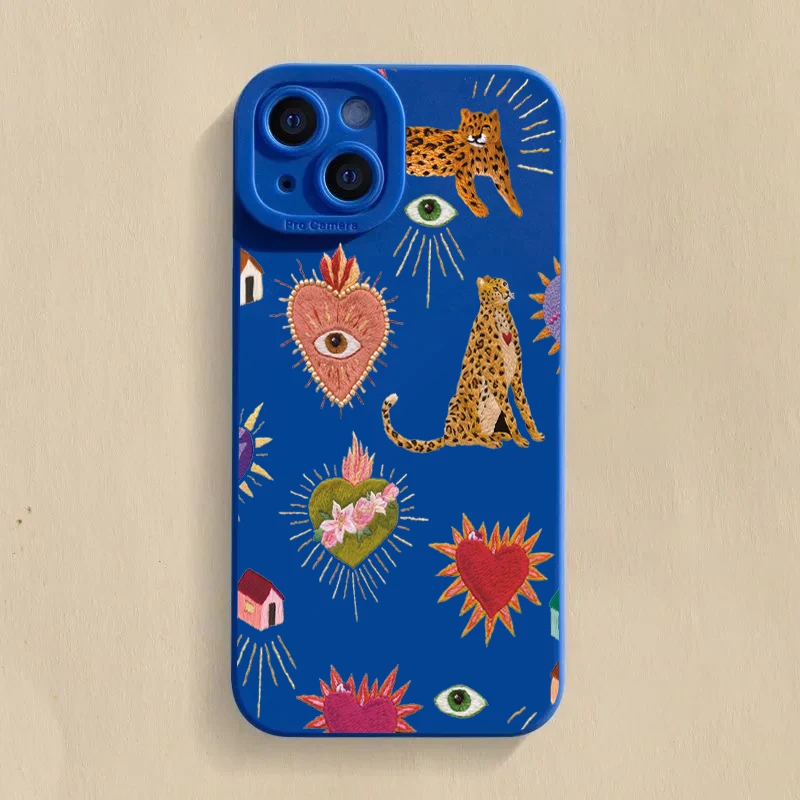Floral Leopard Eyes Phone Case For Samsung Galaxy S26 S25 Ultra S24 S23 PlusA35 A36 S21 S22 A55 A56 A16  A53 A54 Anti-fall Cover