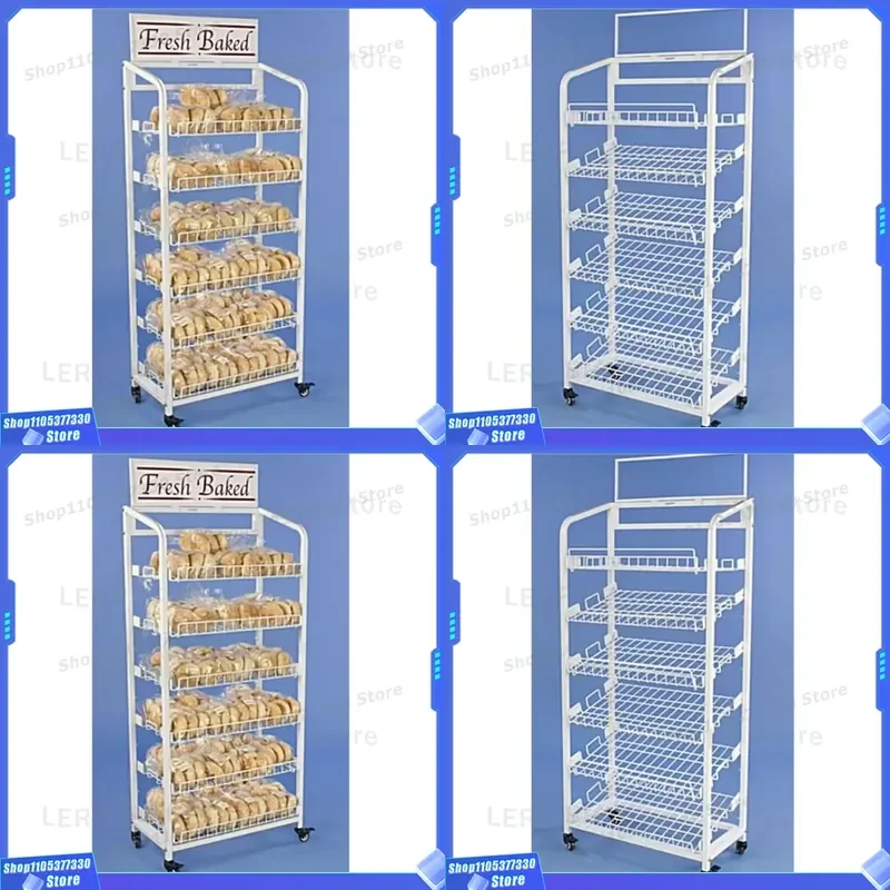 6 Tier Floor Standing Bread Display Rack Metal Bakery Shelf Unit For Store Organization Cheap Commercial Pastry Storage Stand