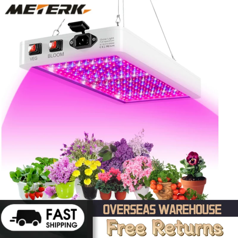 1000W LED Grow Light for Indoor Plants 216 LEDs Full Spectrum Veg and Bloom Dual Switch IP65 Waterproof Hanging Plant Growing