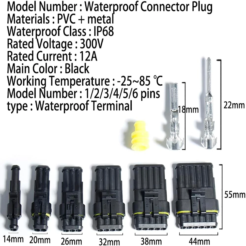 770pcs HID Waterproof Connectors 1/2/3/4 Pin Car Electrical Electri Wire Connector Plug Truck Harness