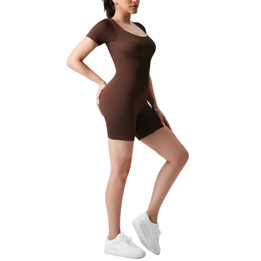 AL Short Sleeved Yoga Jumpsuit Workout Bodysuit Training Yoga Jumpsuit Set Comfort Running Clothing Gym Jumpsuit Shorts Women