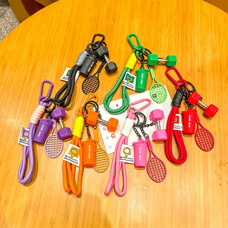 Sport Style Tennis Racket Pendant Keychain Creativity Bag Charm Trend Car Key Chain Hanging Piece Couple Accessories Gift