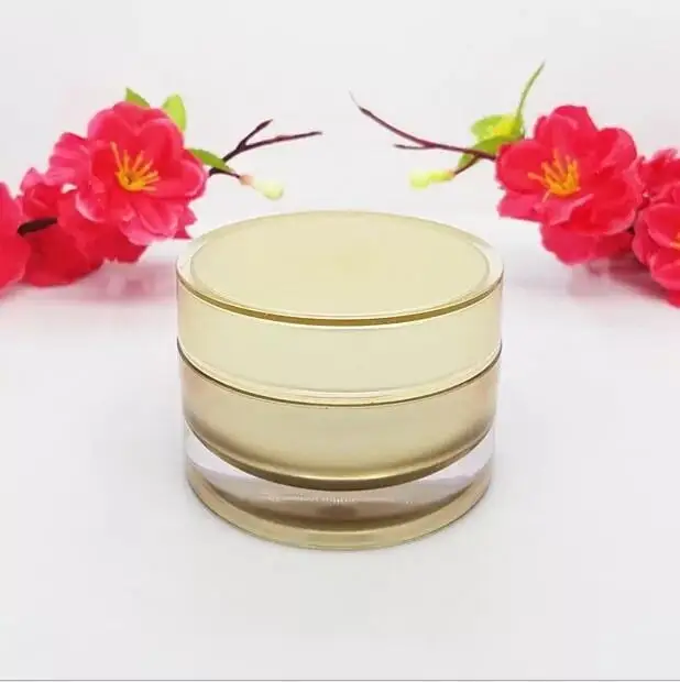 30G gold straight round plastic acrylic  jar tin pot bottle for day cream/night cream/eye cream/gel/moisturizer essence packing