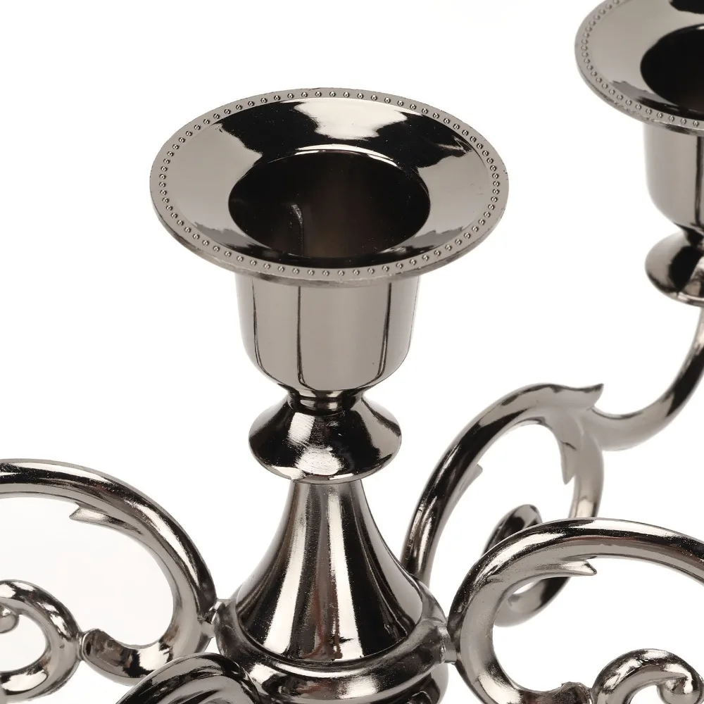 11pcs 5 Arms Metal Candelabra Polished Finish Wide Base Taper Candle Holder Stable Construction Black 5 Arms Candelabra