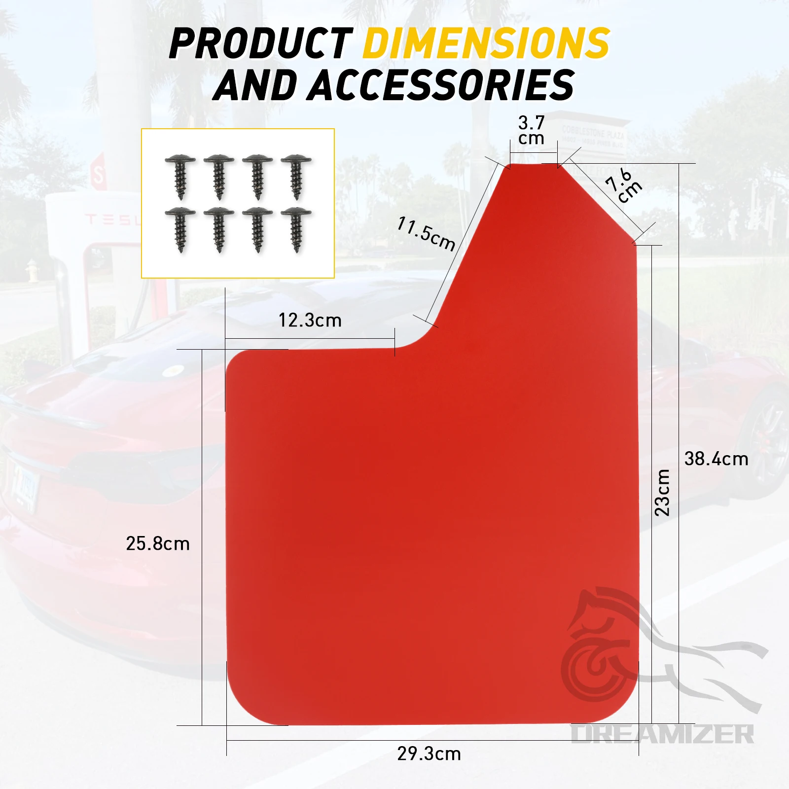 4 PCS Splash Guards Mud Flaps Car Mudguards Fender Cover Flares W/Hardware Universal Front Rear RED Accessories