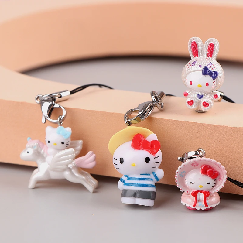 Kawaii Sanrio Hello Kitty Telefoon Ketting Cinnamoroll Hanger Charme Zoete Oortelefoon Hoesje Hangende Touw Anti-Verloren Lanyard Tas Decor