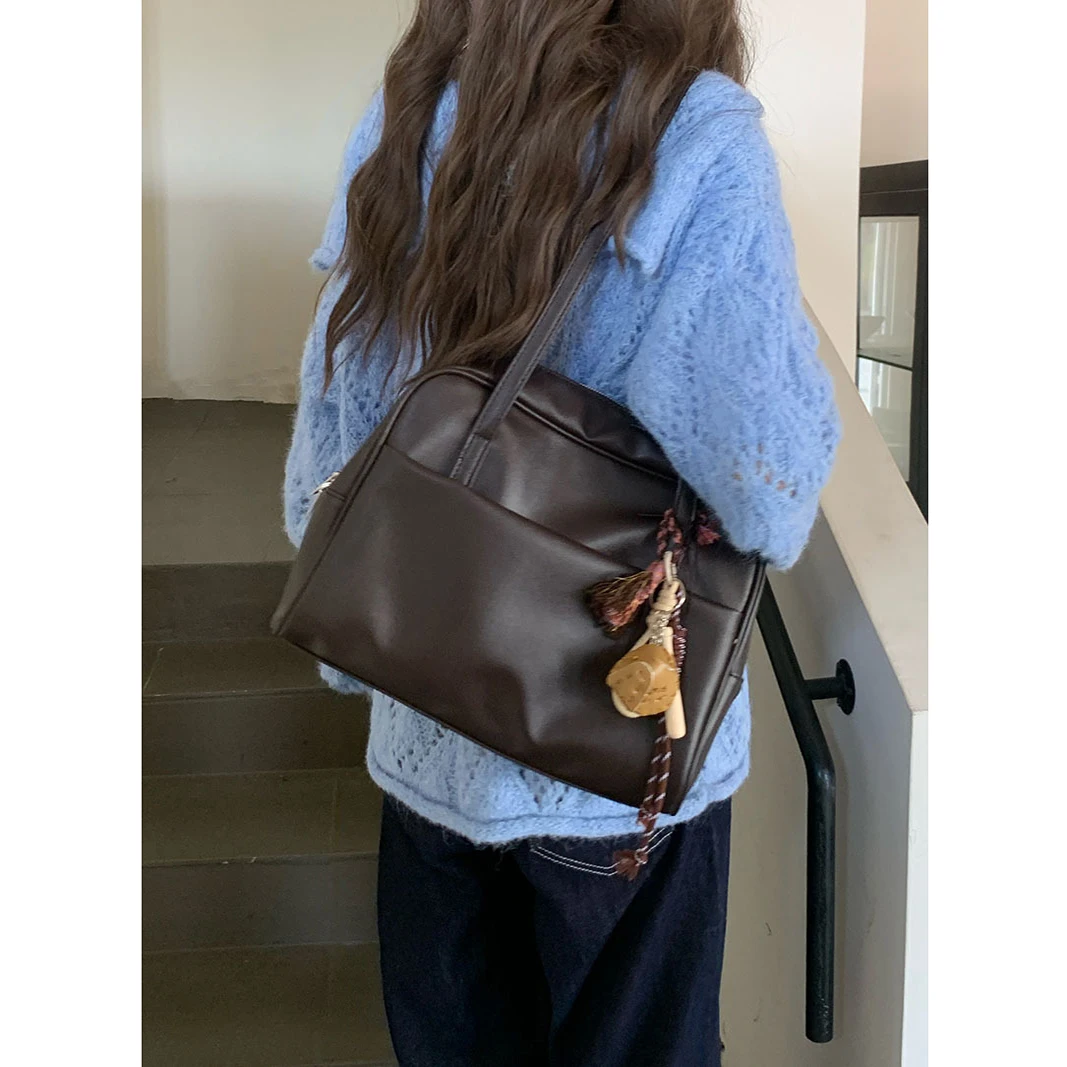 Large Capacity Tote Bag Women's PU Leather Wallet 2024 Handbag Women's Extra Large Shoulder Bag Solid Color Fashion Travel Bag