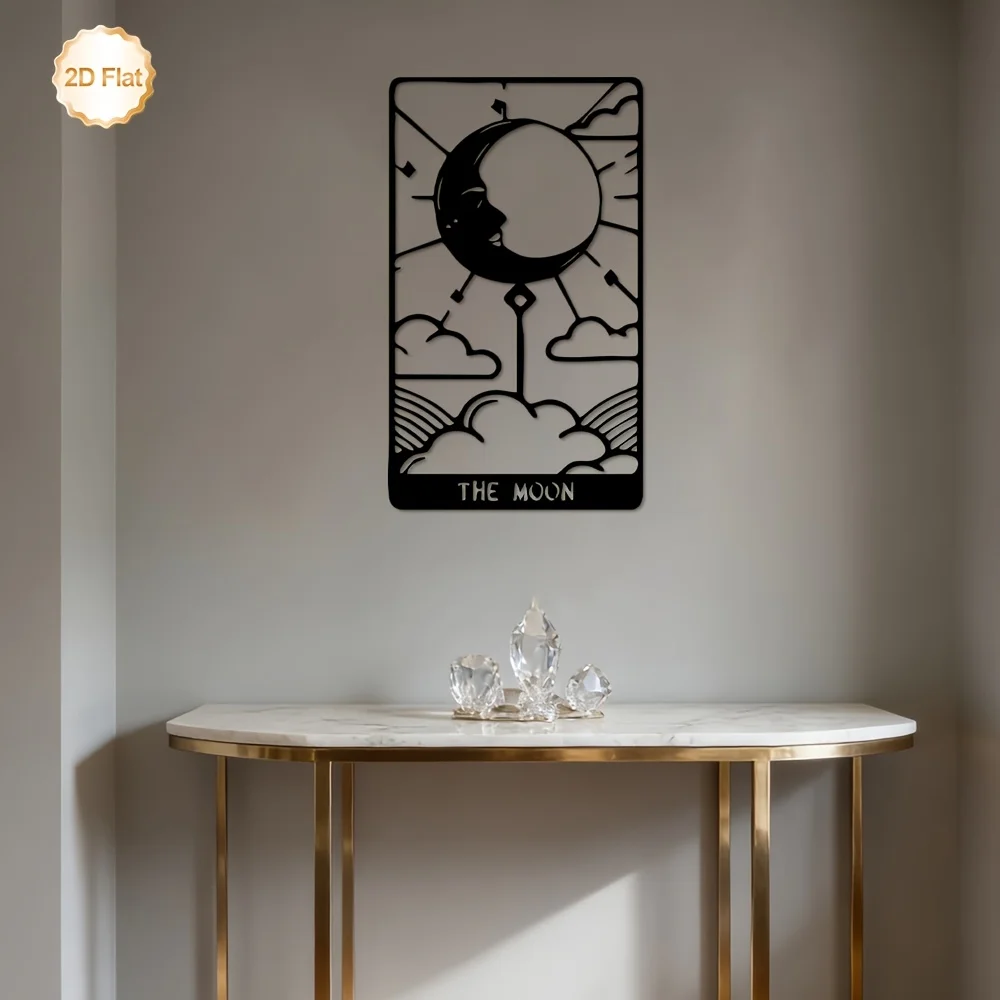 CIFBUY Iron Wall Art Moon Tarot Metal Sculpture Boho Decor Sign For Home Bedroom Indoor Outdoor Yard Easy Hang