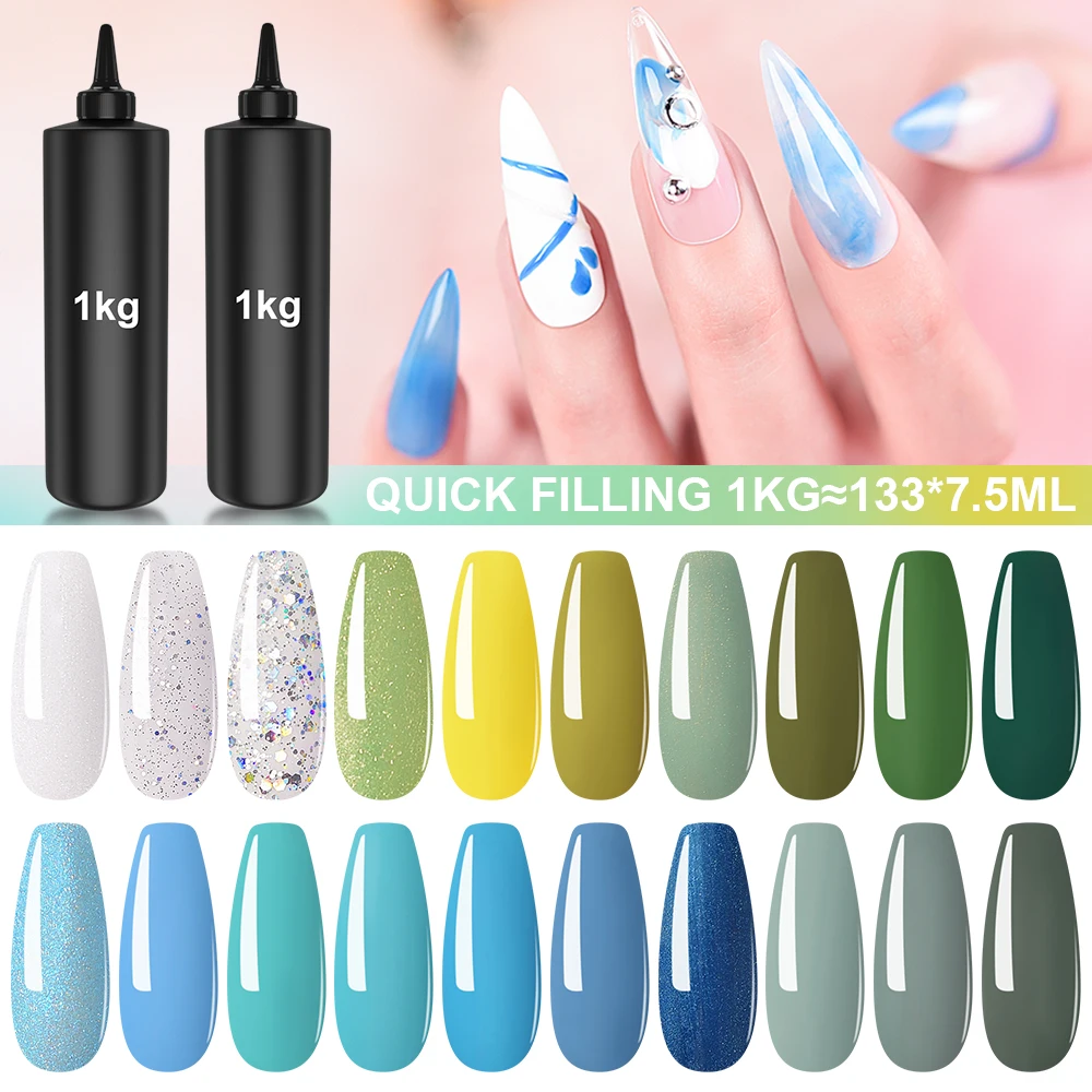 MISSGUOGUO 1KG Nail Gel Polish Nail Supplies Vernis Semi Permanent Nail Art Manicure Soak Off Gel Nail Varnish DIY Nail Salon