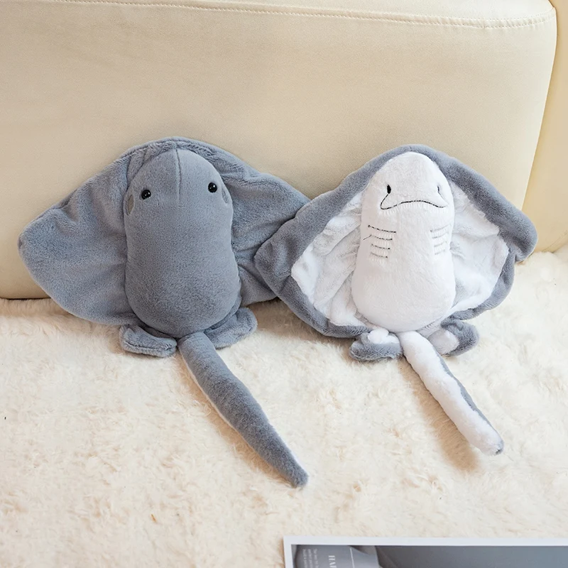 35/42CM Kawaii Marine Life Stingray Plush Toy Kawaii Grey Devil Ray Soft Stuffed Animal Doll Birthday Gift For Child