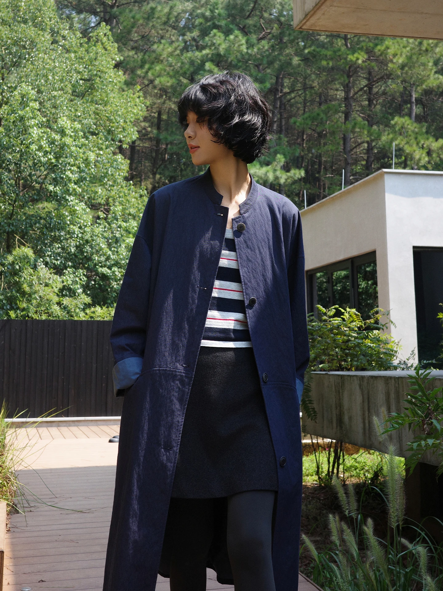 

Ele Long Women's Coat Korean Sle Lazy Faion Spring Autumn New Arrival 2025 Casual Loose Fit Polyester Nylon Blend