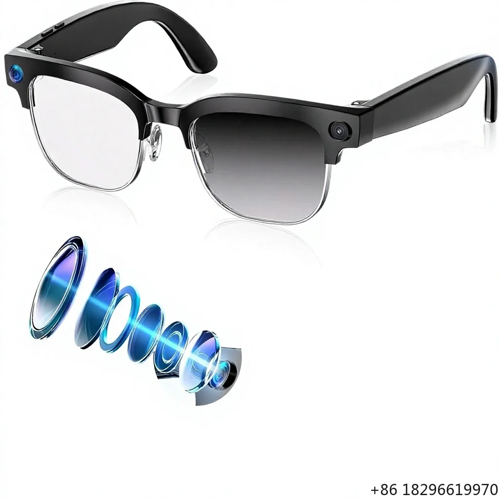4K EIS Anti Shake Smart Glasses Real Time Translation Open Ear Audio Object Recognition Photo Video Capture Sunglasses